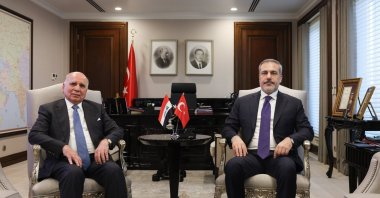 Foreign Minister Hakan Fidan (R) meets with Iraqi Foreign Minister Fuad Hussein, in the capital Ankara, Türkiye, Dec. 19, 2023. (AA Photo)