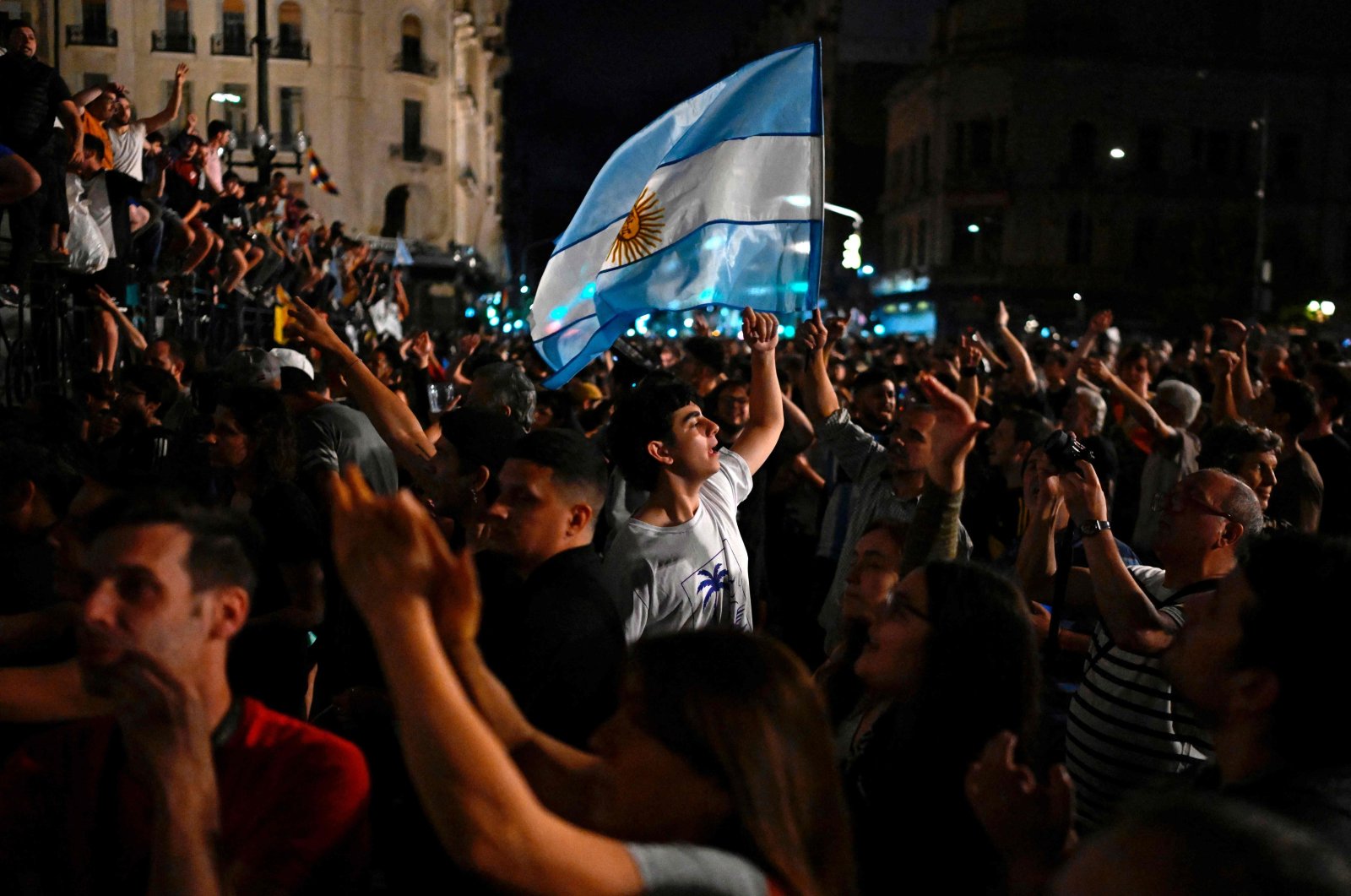 People demonstrate against the new government of Argentine President Javier Milei in front of the National Congress, in Buenos Aires, Argentina, Dec. 20, 2023. (AFP Photo)