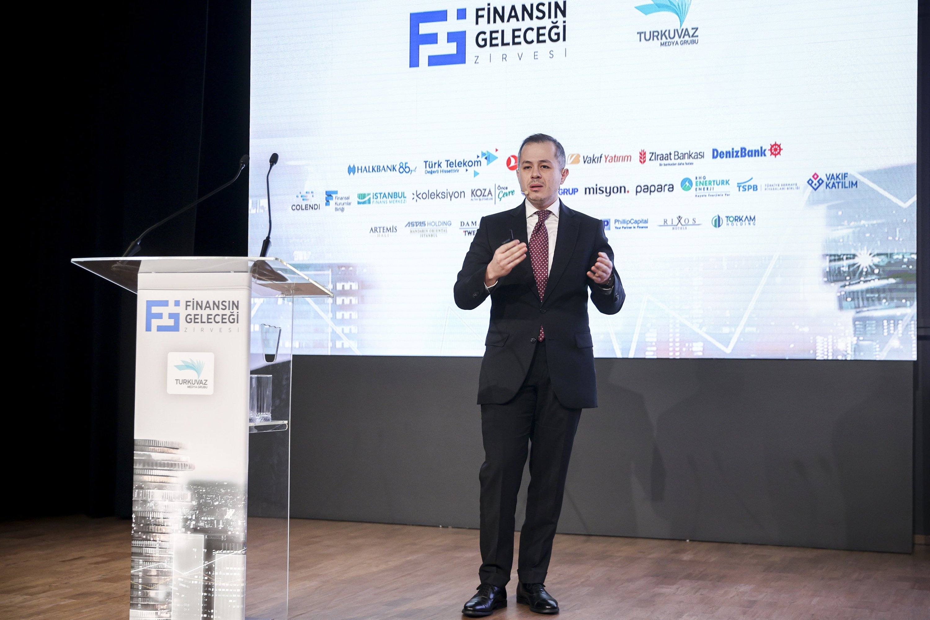 Istanbul Finance Center (IFC) General Manager Ahmet Ihsan Erdem speaks during the “Future of Finance Summit” at the Turkuvaz Media Center, in Istanbul, Türkiye, Dec. 22, 2023. (AA Photo)