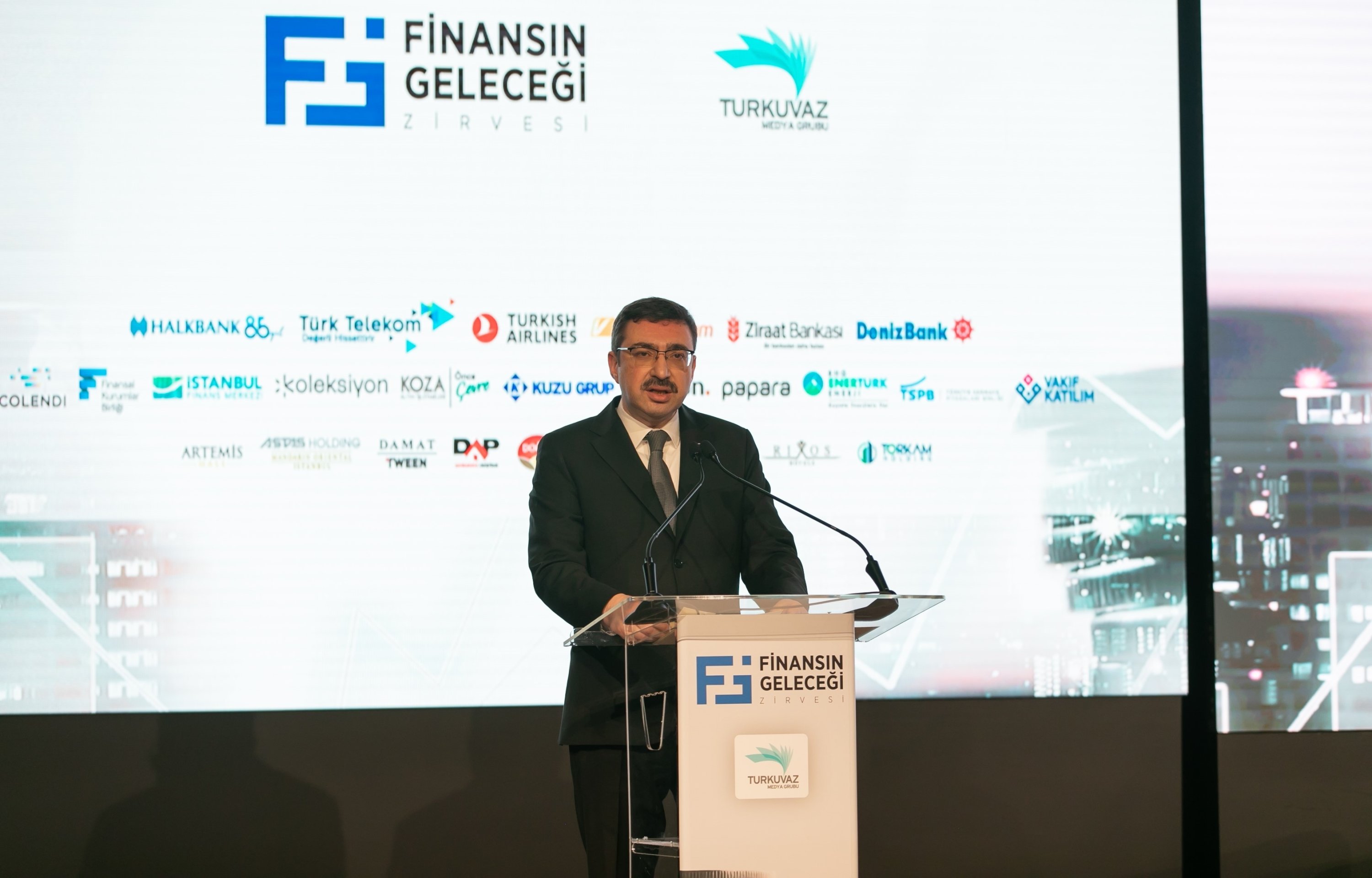 Capital Markets Board (SPK) Chair Ibrahim Ömer Gönül speaks during the “Future of Finance Summit” at the Turkuvaz Media Center, in Istanbul, Türkiye, Dec. 22, 2023. (AA Photo)