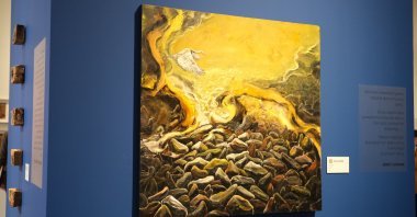 Artwork from the exhibition &quot;Traces of Memory: Neolithic City Çatalhöyük,&quot; Istanbul, Türkiye, Dec. 21, 2023. (Photo courtesy of AKM)