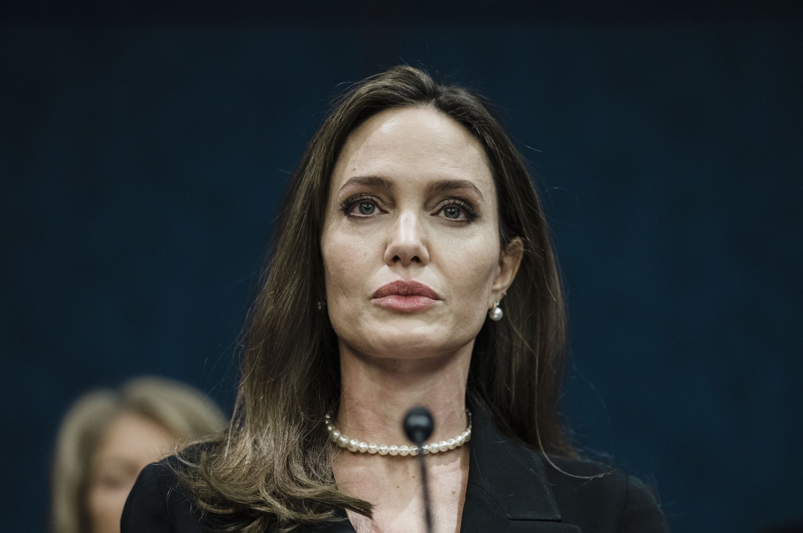 Actress Angelina Jolie speaks during a news conference on the bipartisan modernized Violence Against Women Act (VAWA), Washingon, D.C., U.S., Feb. 9, 2022. (Getty Images Photo)