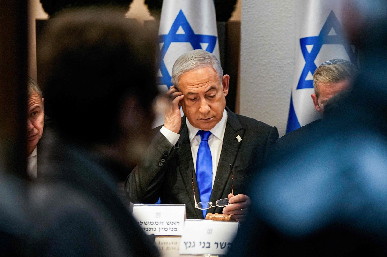 Israel&#039;s Prime Minister Benjamin Netanyahu chairs a cabinet meeting in Tel Aviv, Israel, Dec. 24, 2023. (AFP Photo)