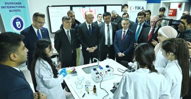 Turkish Cooperation and Coordination Agency (TIKA) establishes science laboratory, Dushanbe International School, Tajikistan, Dec. 25, 2023. (IHA Photo)