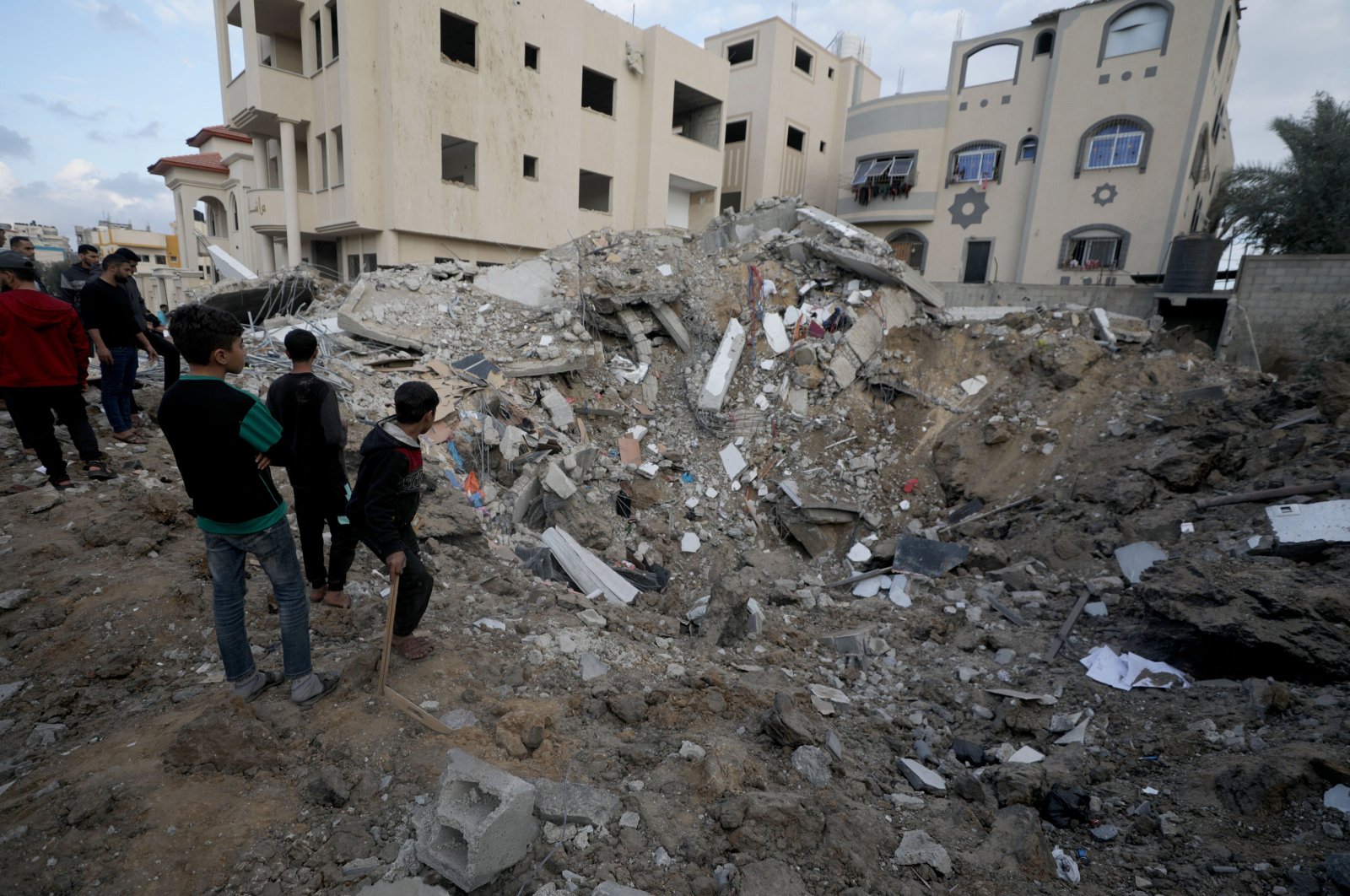 Destroyed buildings at al Nusairat refugee camp in the southern Gaza Strip, Palestine, Dec. 24, 2023. (EPA Photo)