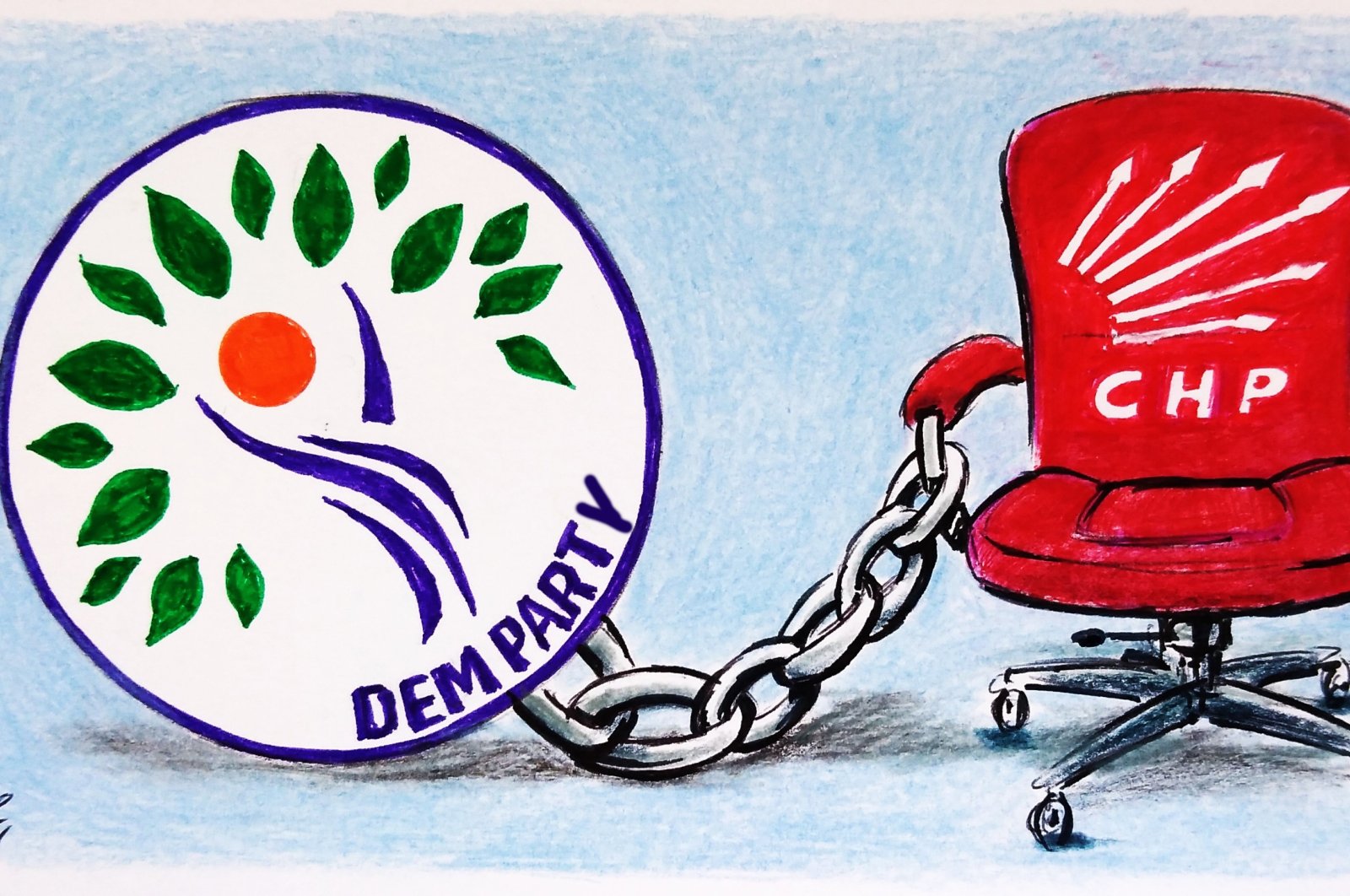 "There is no reason to think that some kind of "transparent" partnership between the CHP and YSP won’t fuel a debate on ideology and identity on the campaign trail." (Illustration by Erhan Yalvaç)