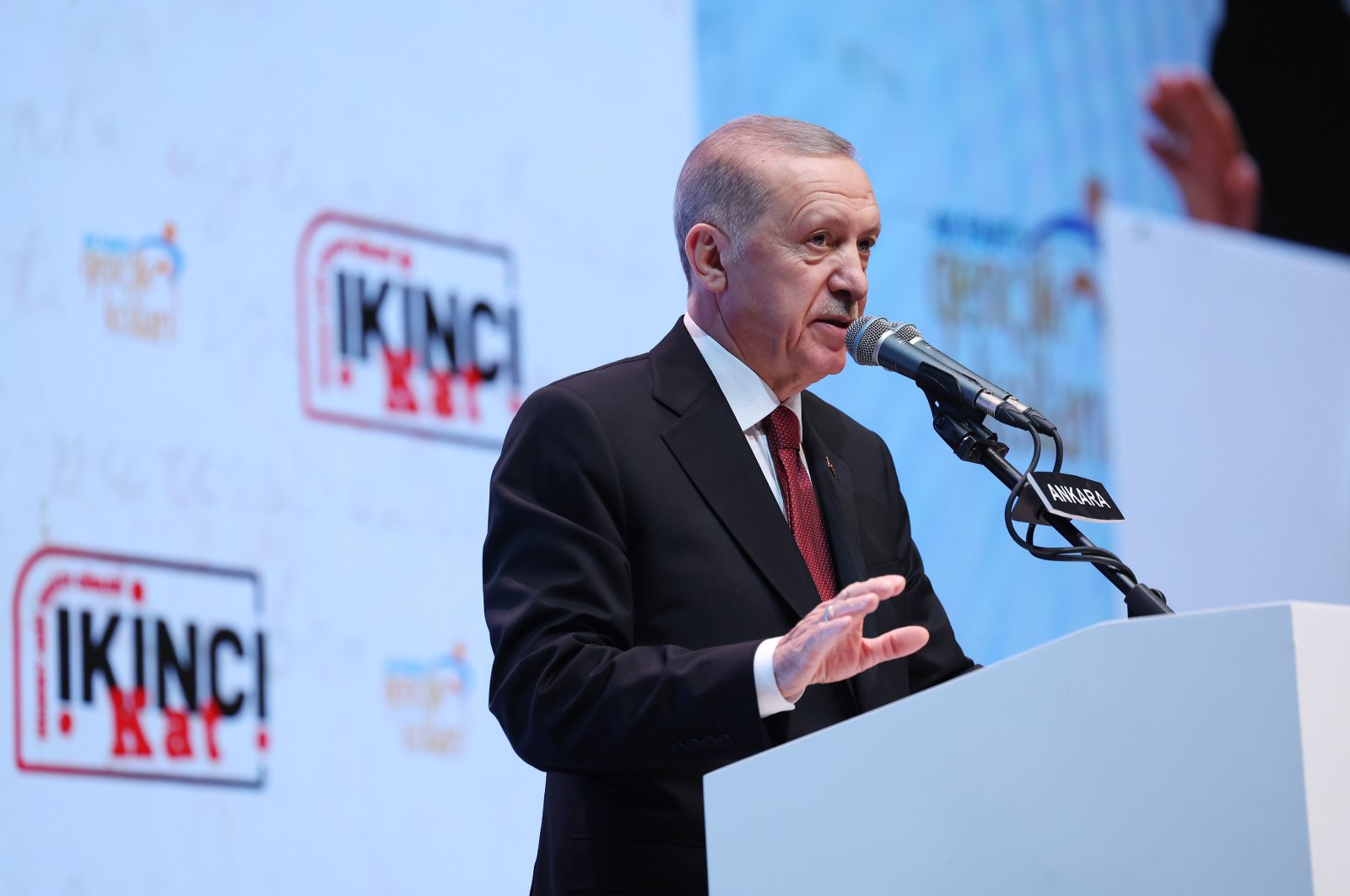 President Recep Tayyip Erdoğan, speaks at a commemoration ceremony for prominent poet Mehmet Akif Ersoy at ATO Congresium, Ankara, Dec. 25, 2023. (AA Photo)