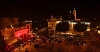 A view of the Church of the Nativity in the biblical city of Bethlehem ahead of the midnight mass in the occupied West Bank, Palestine, Dec. 24, 2023. (AFP Photo)