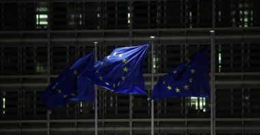 EU flags flutter outside the European Commission headquarters, during an EU leaders summit at the European Council headquarters, in Brussels, Belgium, Dec. 10, 2020. (Reuters Photo)