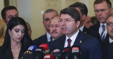 Justice Minister Yılmaz Tunç talks to reporters following an event in the capital Ankara, Türkiye, Dec. 26, 2023. (AA Photo)