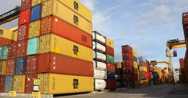 Containers carrying traded goods wait at a port in Tekirdağ, northwestern Türkiye, May 2, 2021. (AA Photo)