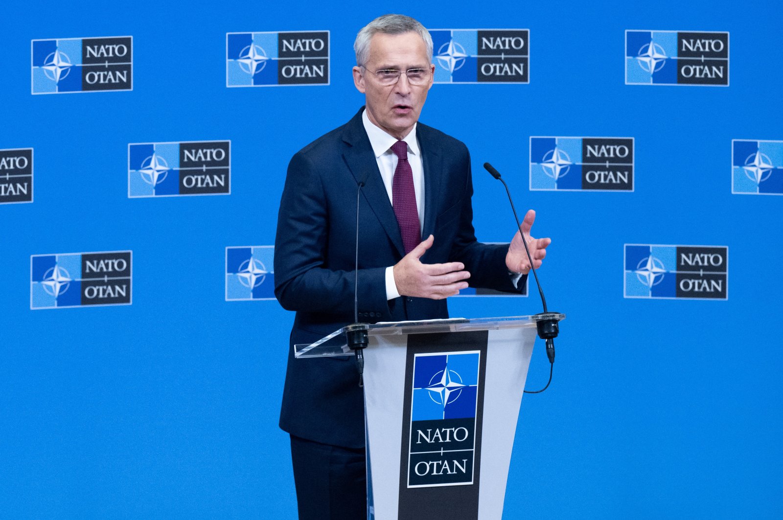 NATO Secretary-General Jens Stoltenberg attends a news conference as part of the NATO foreign ministers meeting on Ukraine at its headquarters in Brussels, Belgium, Nov. 29, 2023. (Reuters File Photo)