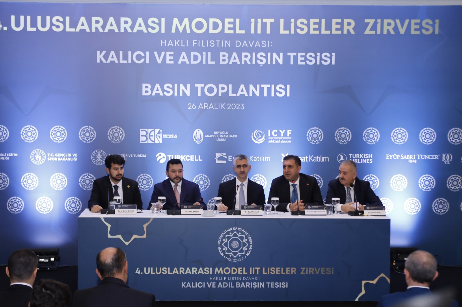 The press conference of the 4th International Model OIC High Schools Summit, Istanbul, Türkiye. Dec. 26, 2023. (Photo Courtesy of ICYF)
