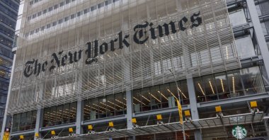 The New York Times (NYT) building in New York, United States, Dec. 27, 2023. According to the U.S. District Court for the Southern District of New York, The New York Times has sued OpenAI and Microsoft over alleged copyright infringement. (EPA Photo)