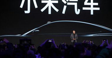 Xiaomi founder and CEO Lei Jun speaks at an event on the company's first electric vehicle (EV) SU7, in Beijing, China, Dec. 28, 2023. (Reuters Photo)