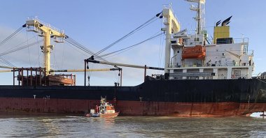 A Panama-flagged civilian cargo vessel is seen in the Odesa region, Ukraine, Dec. 28, 2023. (Ukraine's Border Guard Service via AP Photo)
