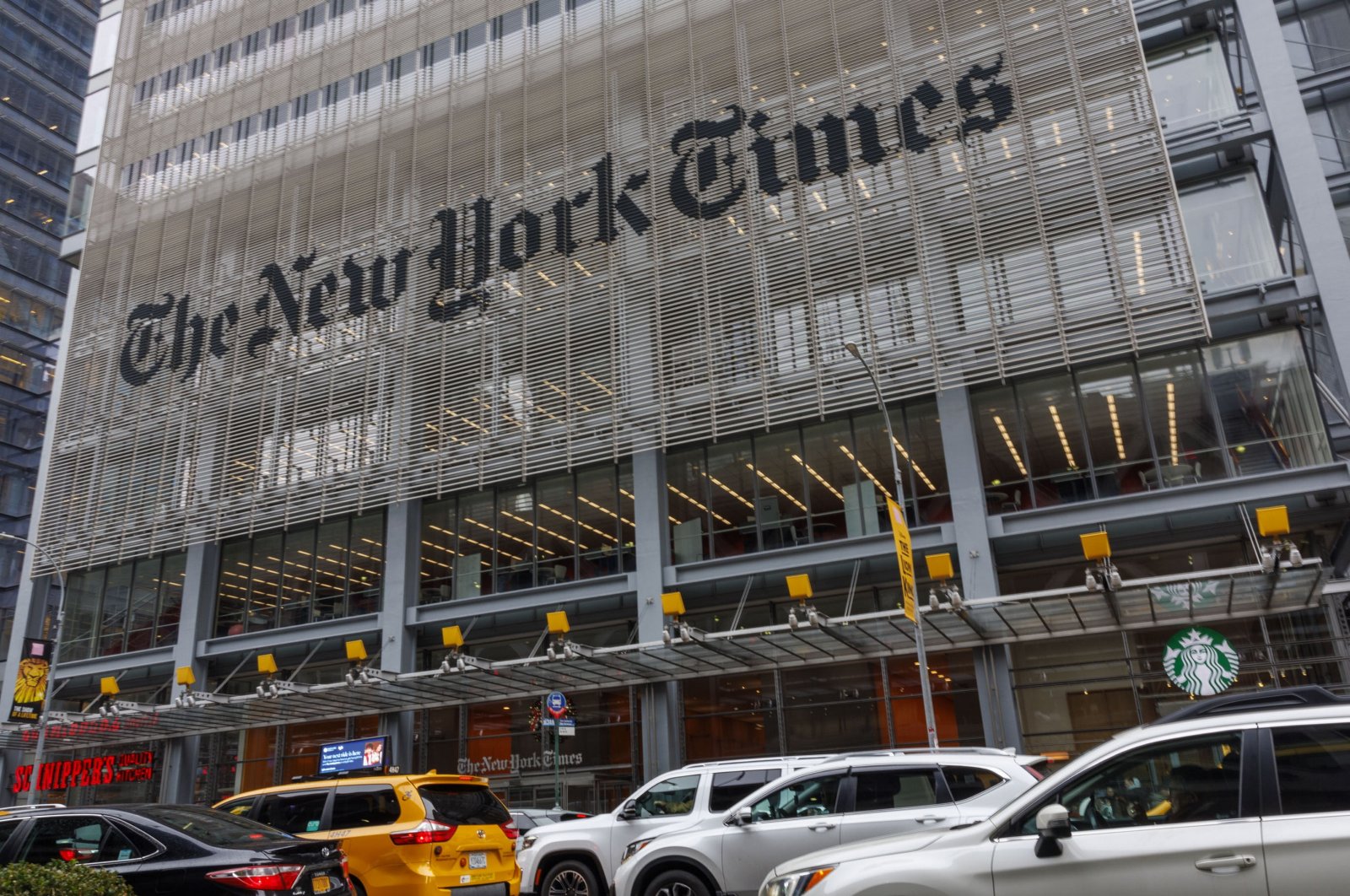 The New York Times (NYT) building in New York, United States, Dec. 27, 2023. According to the U.S. District Court for the Southern District of New York, The New York Times has sued OpenAI and Microsoft over alleged copyright infringement. (EPA Photo)
