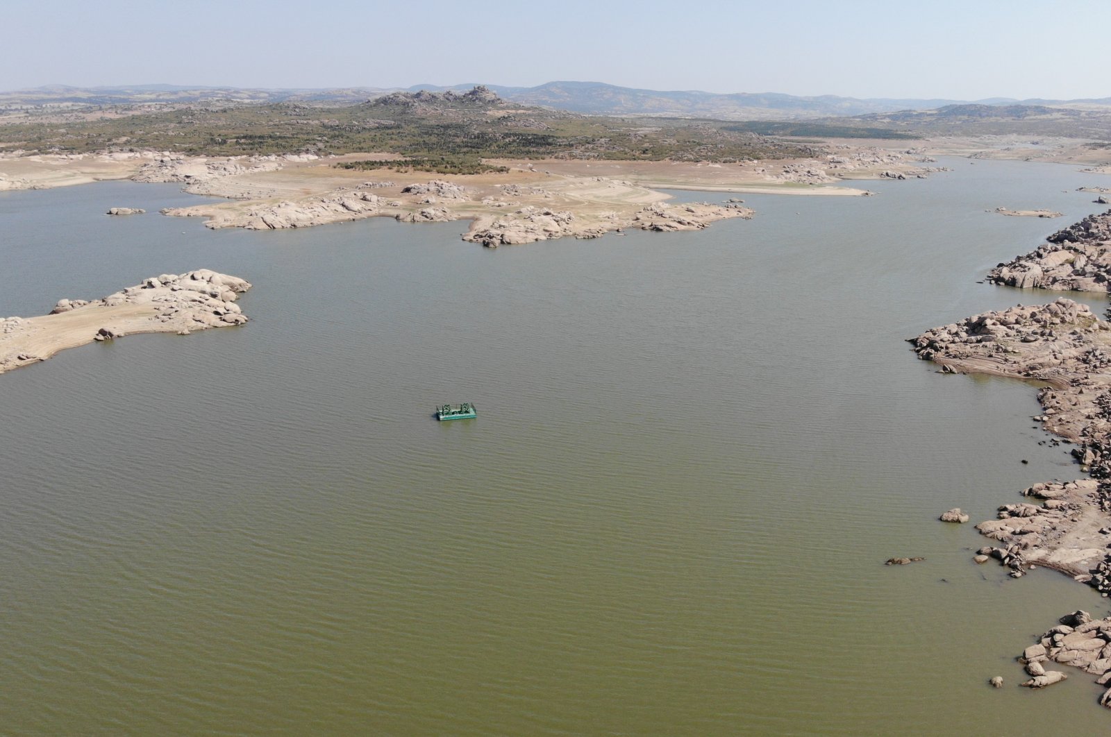 An aerial view of a dam after recent rainfall in Kırklareli, Türkiye, Dec. 28, 2023. (IHA Photo)