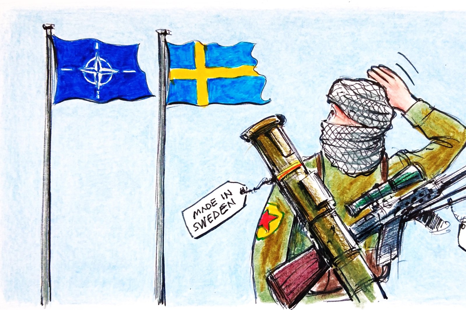 &quot;Türkiye is putting a reservation on Sweden&#039;s NATO membership, citing its support for the PKK terrorist group as a reason.&quot; (Illustration by Erhan Yalvaç)