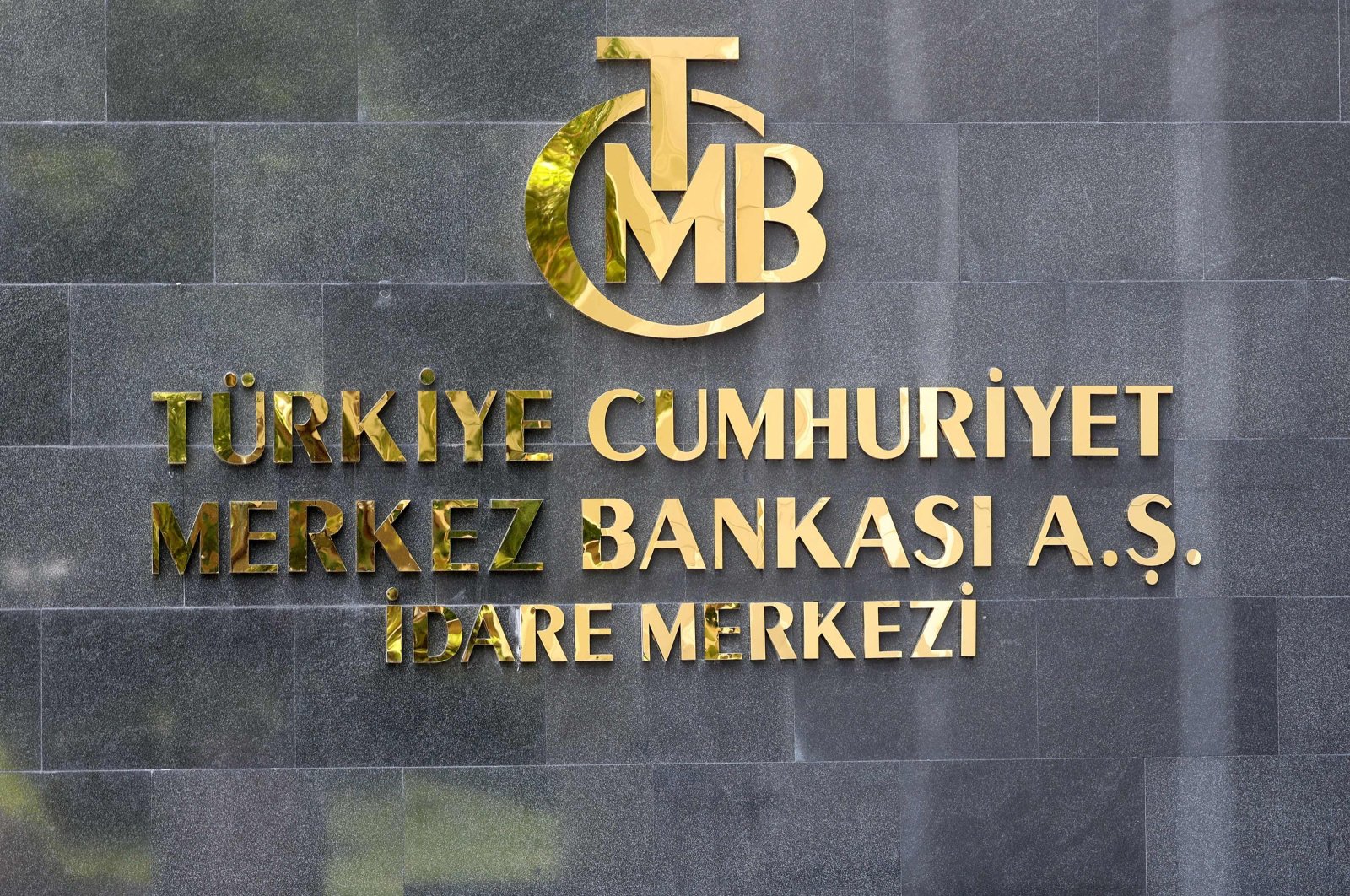 This photograph shows the logo of the Central Bank of the Republic of Türkiye (CBRT), in Ankara, Türkiye, June 9, 2023. (AFP Photo)