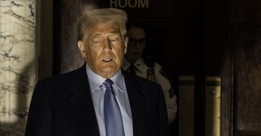Former U.S. President Donald Trump speaks to reporters in New York City, U.S., Oct. 18, 2023. (AFP Photo)