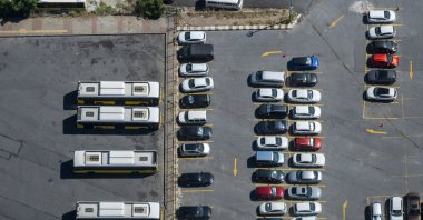 An aerial view of a car park in the Levent district, Istanbul, Türkiye, Dec. 29, 2023. (Getty Images)