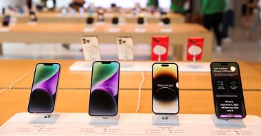 Apple iPhones are seen inside India&amp;#039;s first Apple-owned retail store, in Mumbai, India, April 17, 2023. (Reuters Photo)