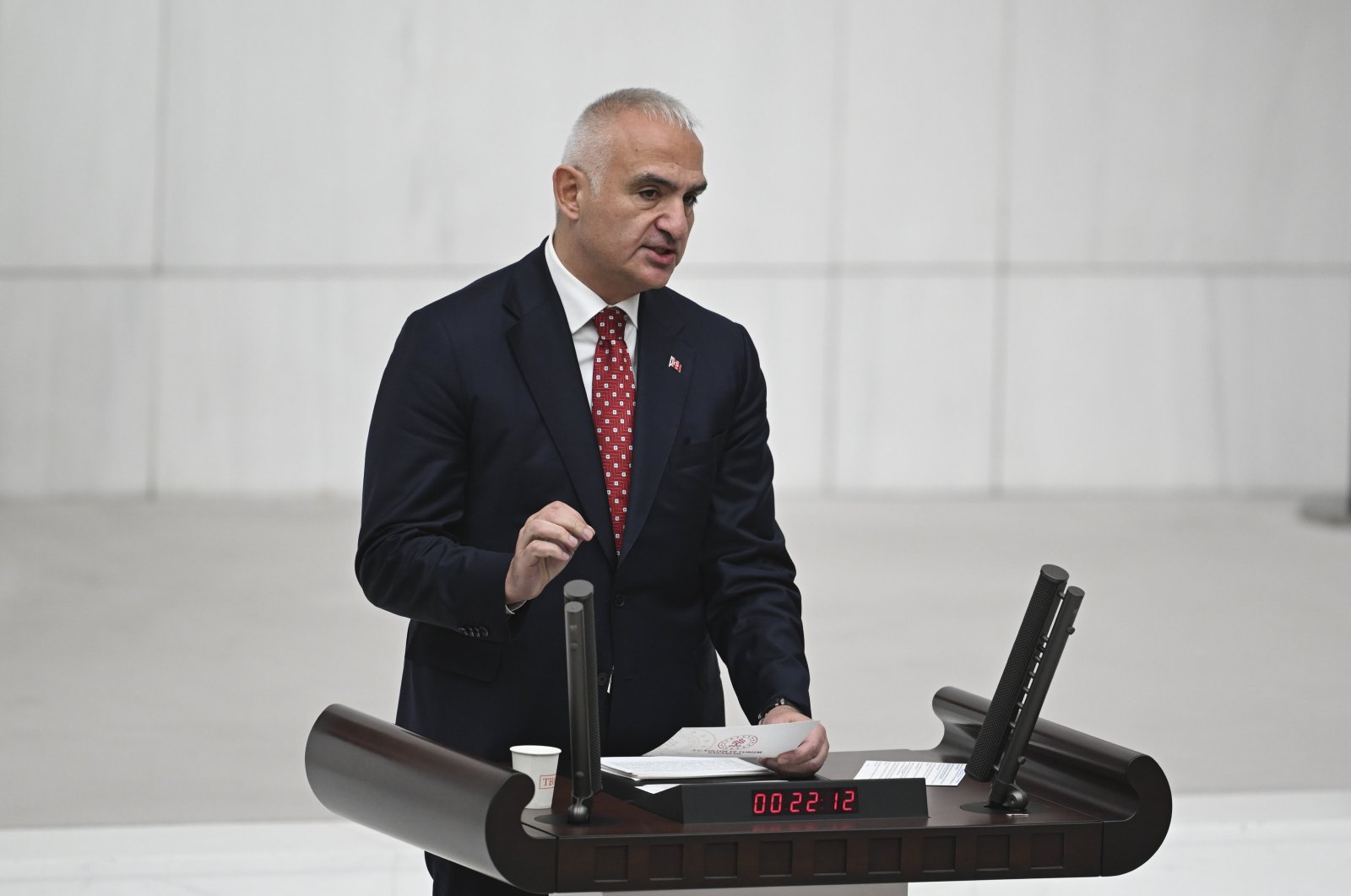 Culture and Tourism Minister Mehmet Nuri Ersoy delivers a speech, Ankara, Türkiye, Dec. 12, 2023. (AA Photo)