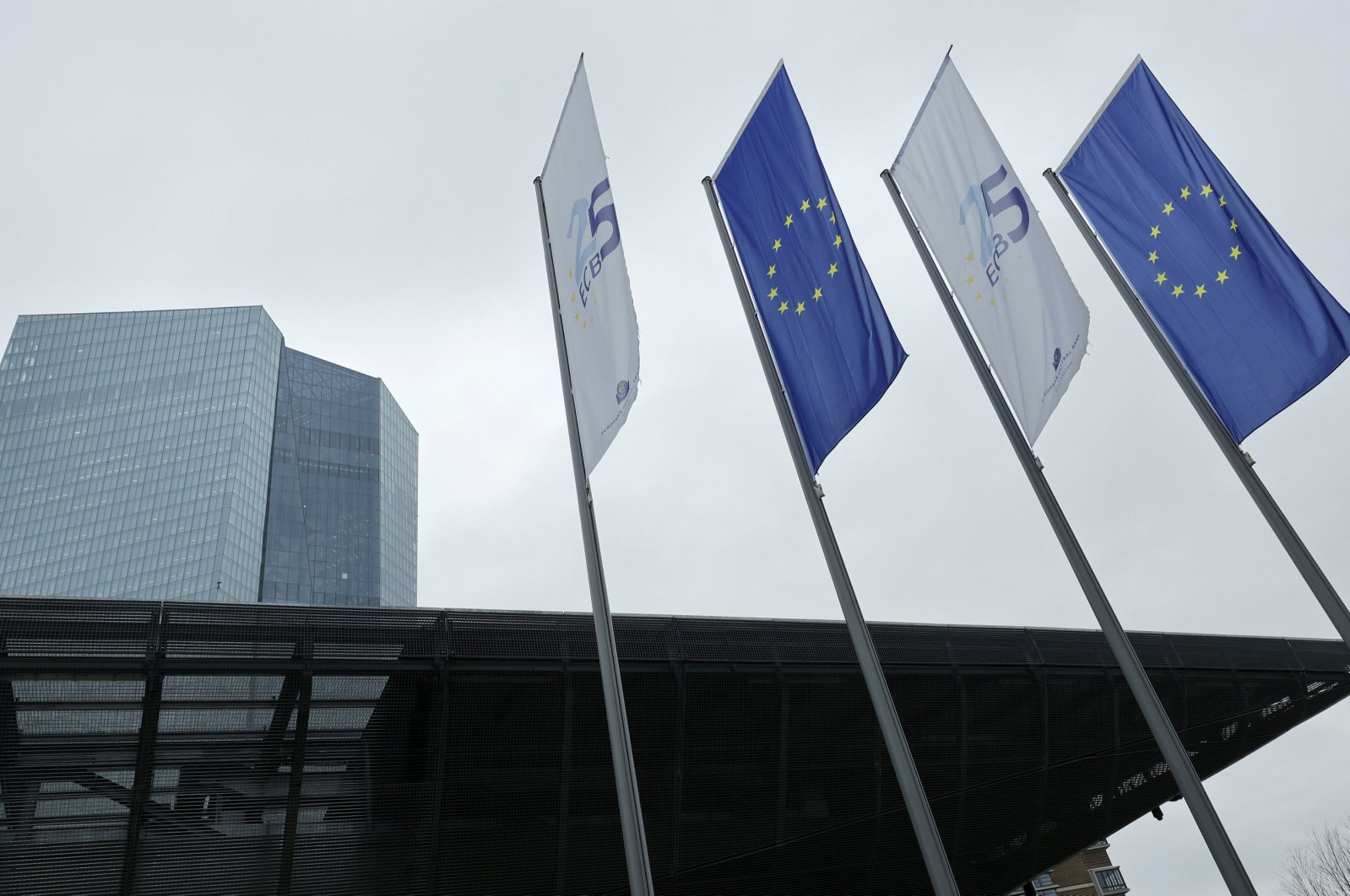 A exterior view of the European Central Bank (ECB) before a press conference following the meeting of the ECB Governing Council in Frankfurt am Main, Germany, Dec. 14, 2023. (EPA Photo)