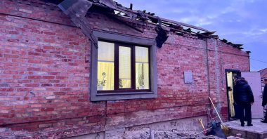 A view shows a damaged house following what was said to be Ukrainian forces' shelling in the course of the Russia-Ukraine conflict, in the settlement of Urazovo in the Belgorod Region, Russia Dec. 30, 2023. (Governor of Russia's Belgorod Region Vyacheslav Gladkov via Telegram/Handout via Reuters)