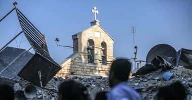 Several Gaza residents were killed while taking shelter in St. Porphyrius Greek Orthodox Church in Israeli attacks, Gaza Strip, Palestine, Oct. 22, 2023. (AA Photo)
