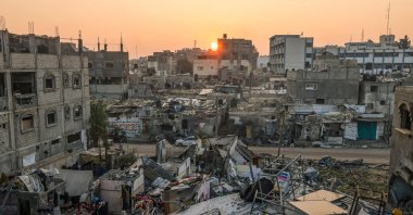 The sun rises above the Rafah refugee camp in the southern Gaza Strip, Palestine, Jan. 1, 2024. (AFP Photo)