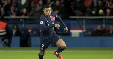 PSG's Kylian Mbappe action during the Ligue 1 match against Metz at Parc des Princes stadium, Paris, France, Dec. 20, 2023. (Getty Images Photo)