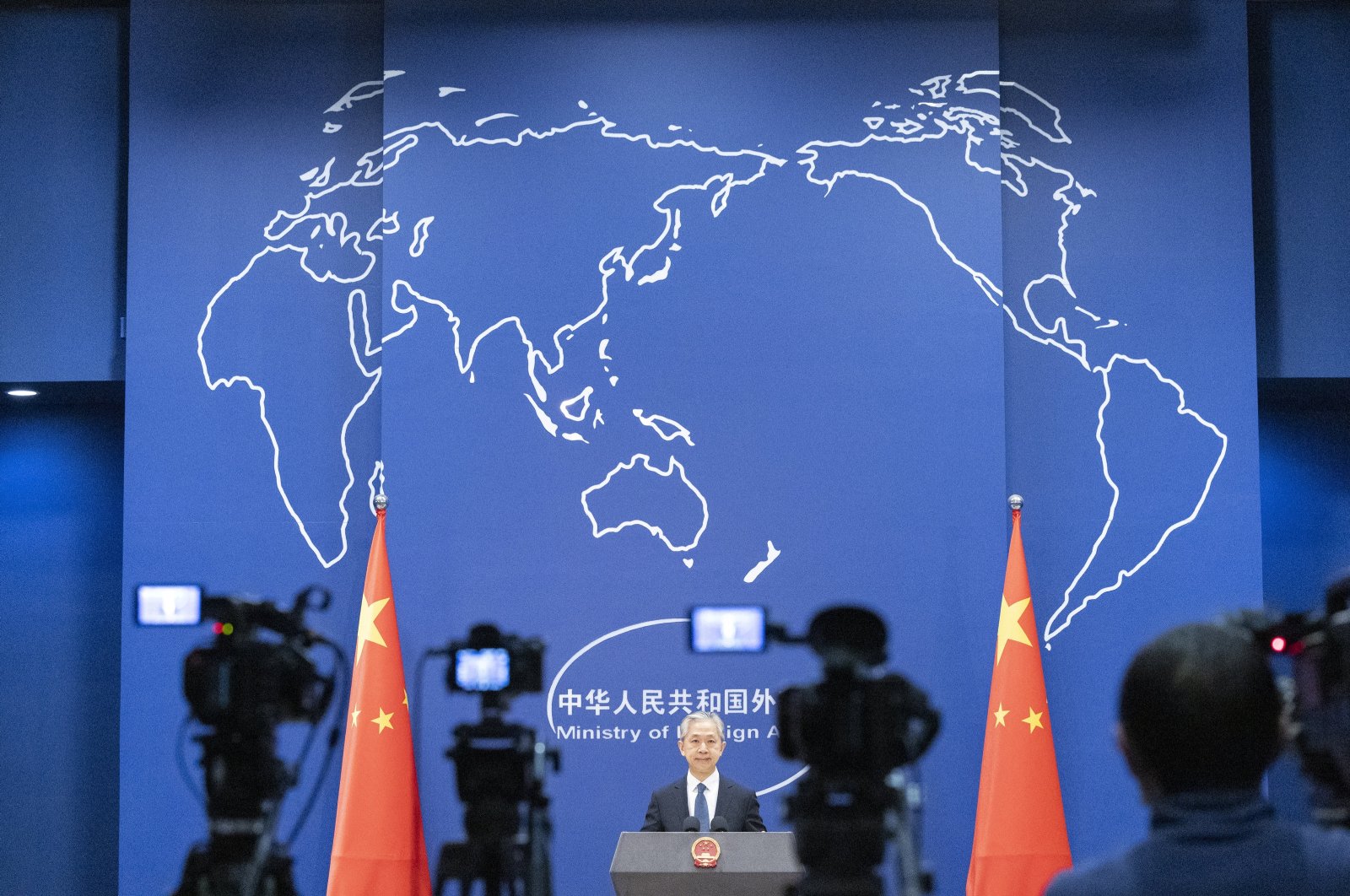 China’s Ministry of Foreign Affairs spokesperson Wang Wenbin speaks during a press conference in Beijing, China, Jan. 2, 2024. (EPA Photo)