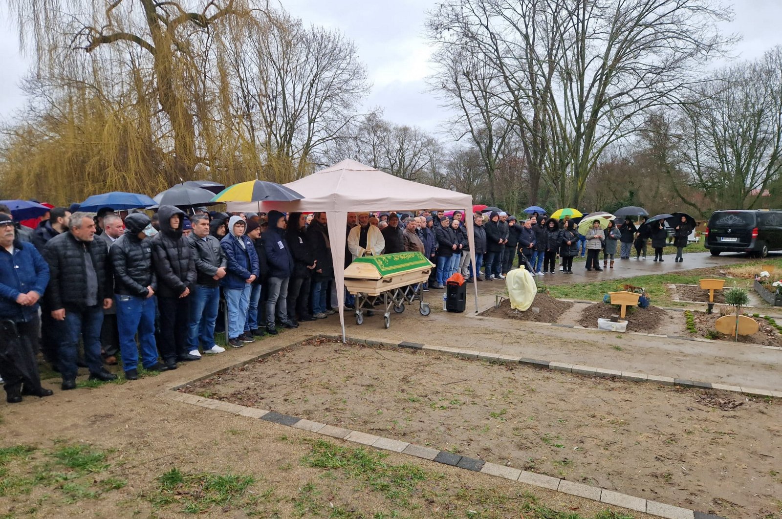 The funeral of Ertekin Özkan at the Muslim cemetery in Mannheim, Germany, Jan. 2, 2023. (AA Photo)