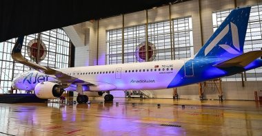 An AJet aircraft is seen in this photo at an undisclosed location, Türkiye, Jan. 3, 2024. (AA Photo)