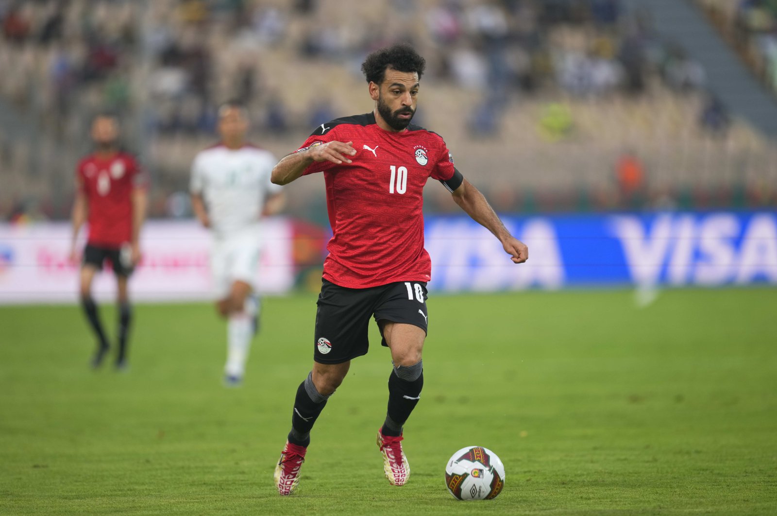 Egypt&#039;s Mohamed Salah in action during the AFCON match against Morocco at Ahmadou Ahidjo Stadium,Yaounde, Cameroon, Jan. 30, 2022. (Getty Images Photo)