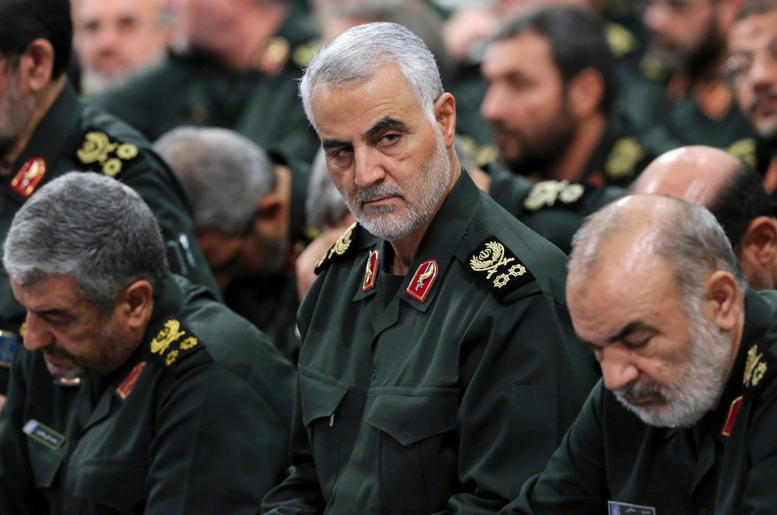 In this undated file photo, former Revolutionary Guard Gen. Qassem Soleimani (C) attends a meeting in Tehran, Iran. (AP Photo)