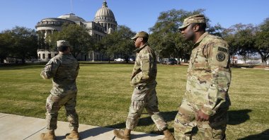 Members of the Mississippi National Guard are seen near the Mississippi State Capitol, U.S., Jan. 4, 2024. (AP Photo)