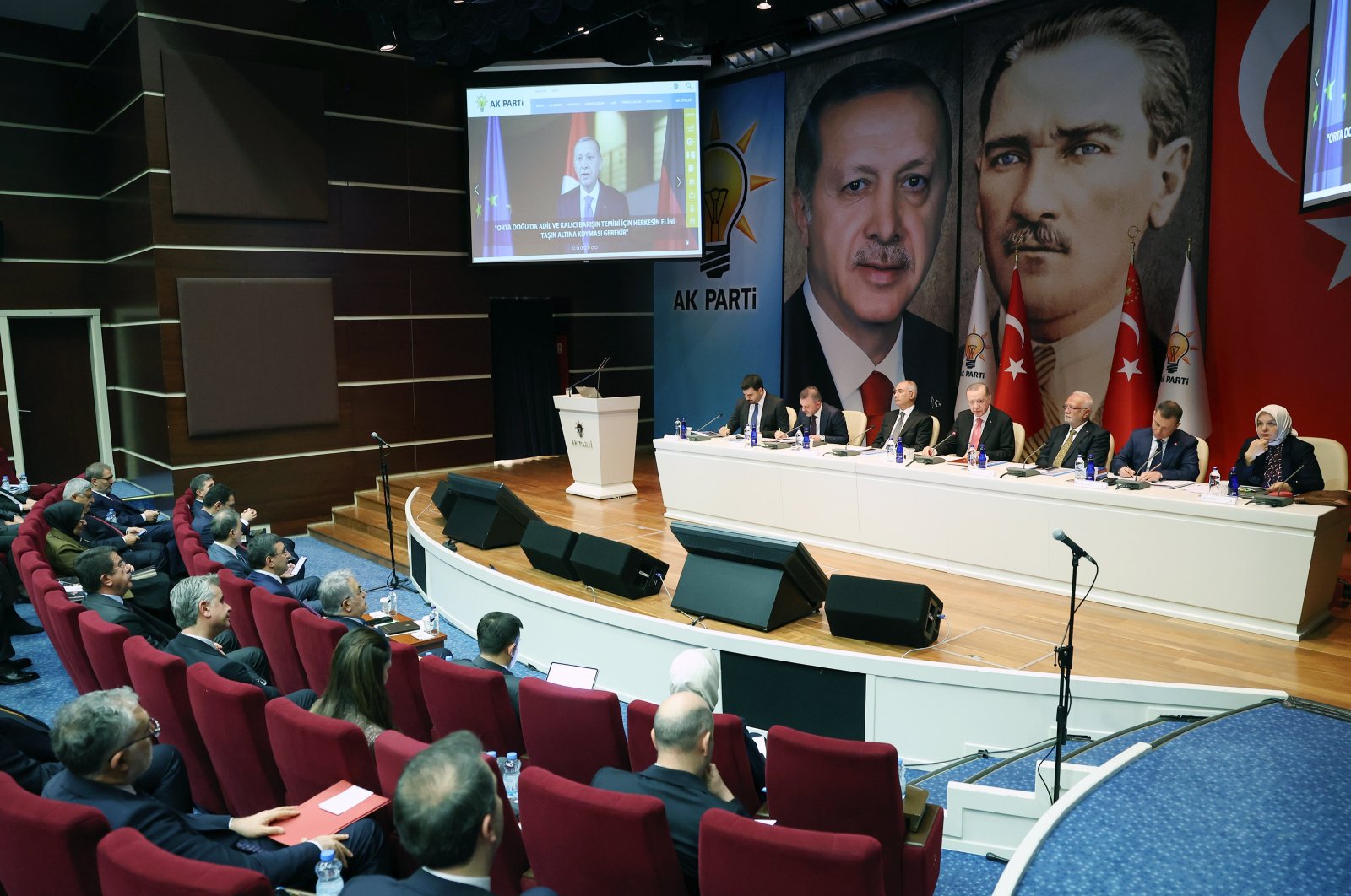 President Recep Tayyip Erdoğan speaks at a meeting of the AK Party, in the capital of Ankara, Türkiye, Dec. 12, 2023. (AA Photo)