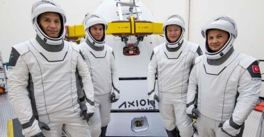 The country's first space traveler Alper Gezeravcı (right) successfully completed his spacecraft training, Ankara, Türkiye, Jan. 5, 2024. (AA Photo)