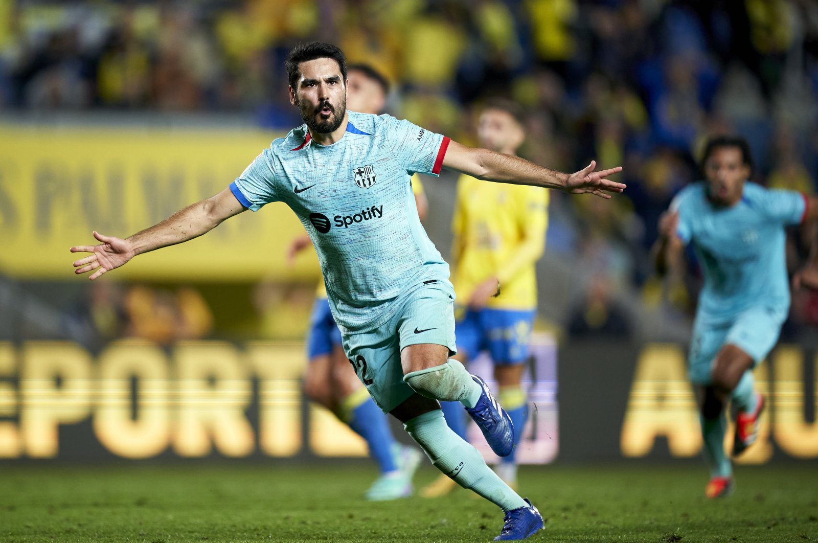 Barcelona&#039;s İlkay Gündoğan celebrates after scoring the team&#039;s second goal during the LaLiga match against Las Palmas at Estadio Gran Canaria, Las Palmas, Spain, Jan. 4, 2024. (Getty Images Photo)