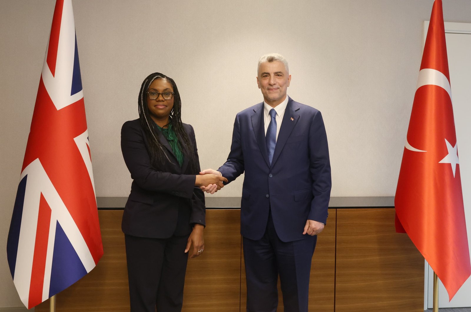 Trade Minister Ömer Bolat (R) meets with British Trade Minister Kemi Badenoch in Istanbul, Türkiye, Jan. 5, 2023. (Courtesy of the British Consulate-General Istanbul)