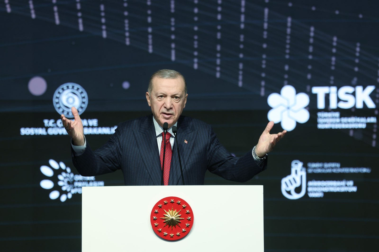 President Recep Tayyip Erdoğan speaks during an event in Istanbul, Türkiye, Jan. 5, 2024.