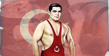 The illustration shows late Turkish wrestling Yaşar Doğu. (Illustration by Kelvin Ndunga)