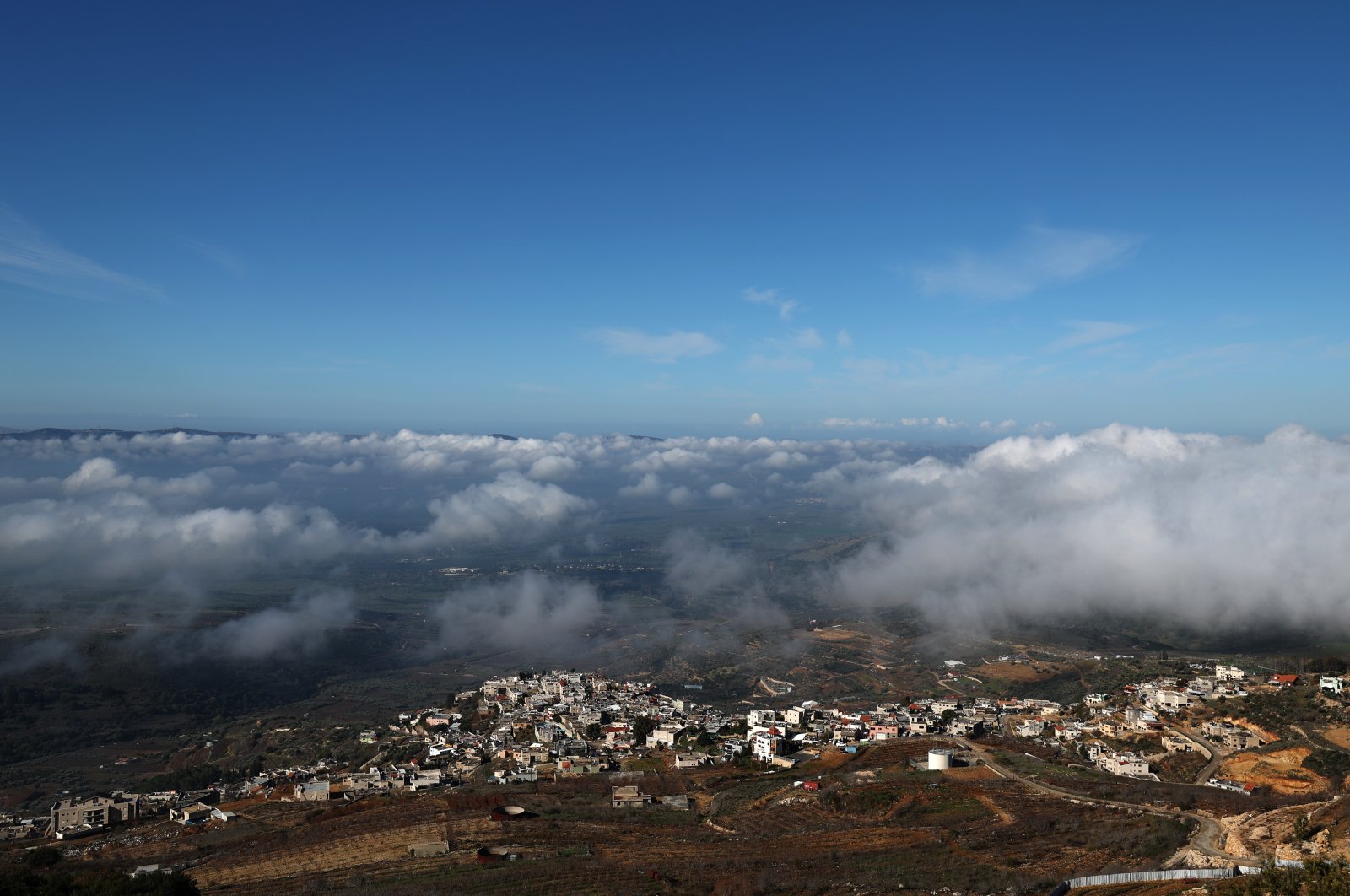 A general view shows the Upper Galilee and the south of Lebanon in the background, as seen from northern Israel, Jan. 6, 2024. (EPA Photo)