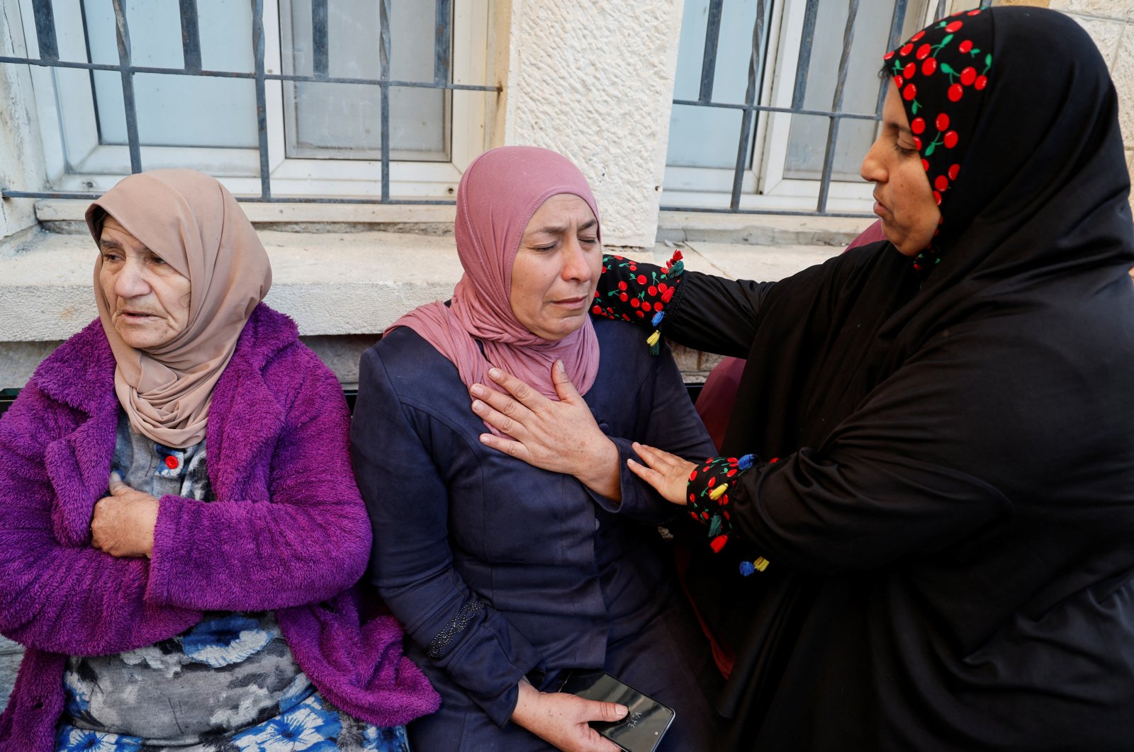 A woman (C) mourns the death of her four sons in an Israeli airstrike in Jenin, Israeli-occupied West Bank, Palestine, Jan. 7, 2024. (Reuters Photo)