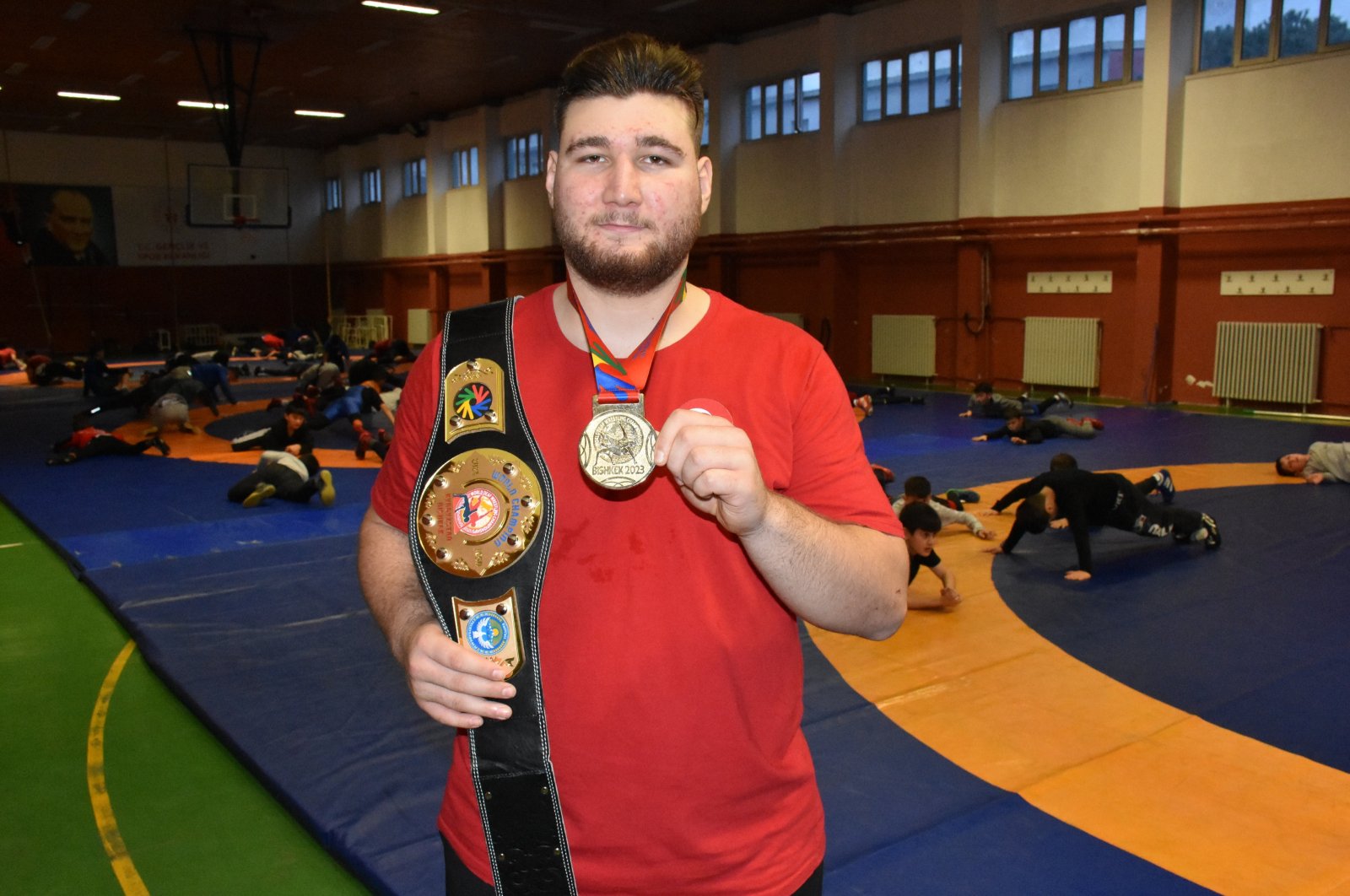National wrestler Atalay Aydemir, who returned with 2 gold medals from the 7th Deaf Senior World Championship held in Kyrgyzstan, aims to win a gold medal in the 2025 Deaf Olympic Games, Jan. 7, 2023, Ordu, Türkiye, (AA Photo)