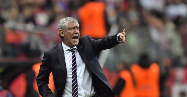 Fernando Santos reacts during the UEFA Euro 2024 qualifying match between Poland and Albania, Warsaw, Poland, March 27, 2023. (EPA Photo)