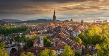 Cityscape with golden light sunset in Bern, the Capital of Switzerland, May, 19, 2019. (Getty Images Photo)